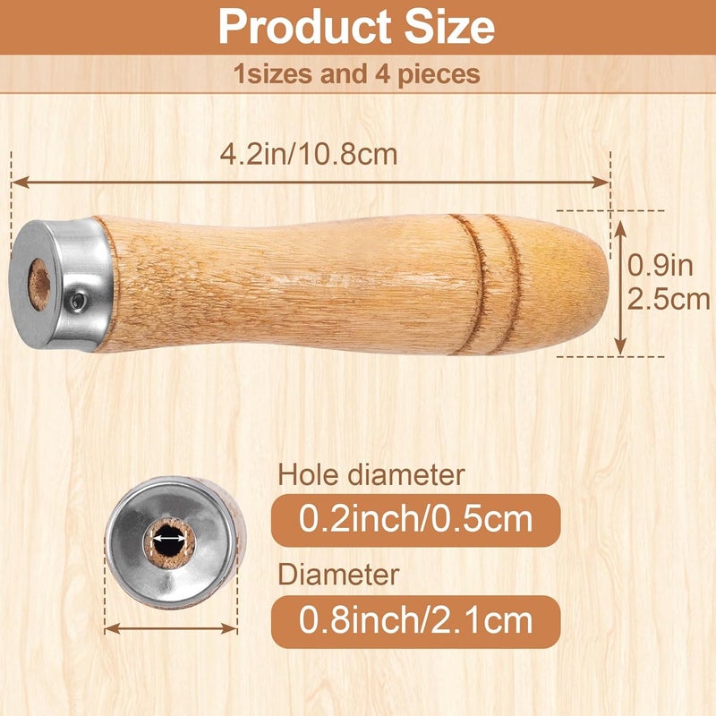 ANCIRS 4pcs Wooden File Handle with Strong Metal Collars, Large Wood Handle for 10"-12" File - Image 2